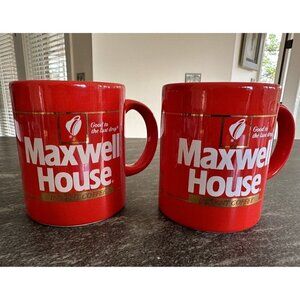 Pair of Vintage 1980s MAXWELL HOUSE Instant Coffee Advertising Mugs Japan